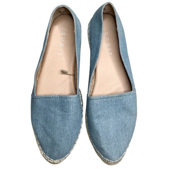 ESPRIT Wyoming Light Blue Chambray Denim Espadrilles Slip-On Shoes Jute Sole 9.5 - Picture 2 of 12
